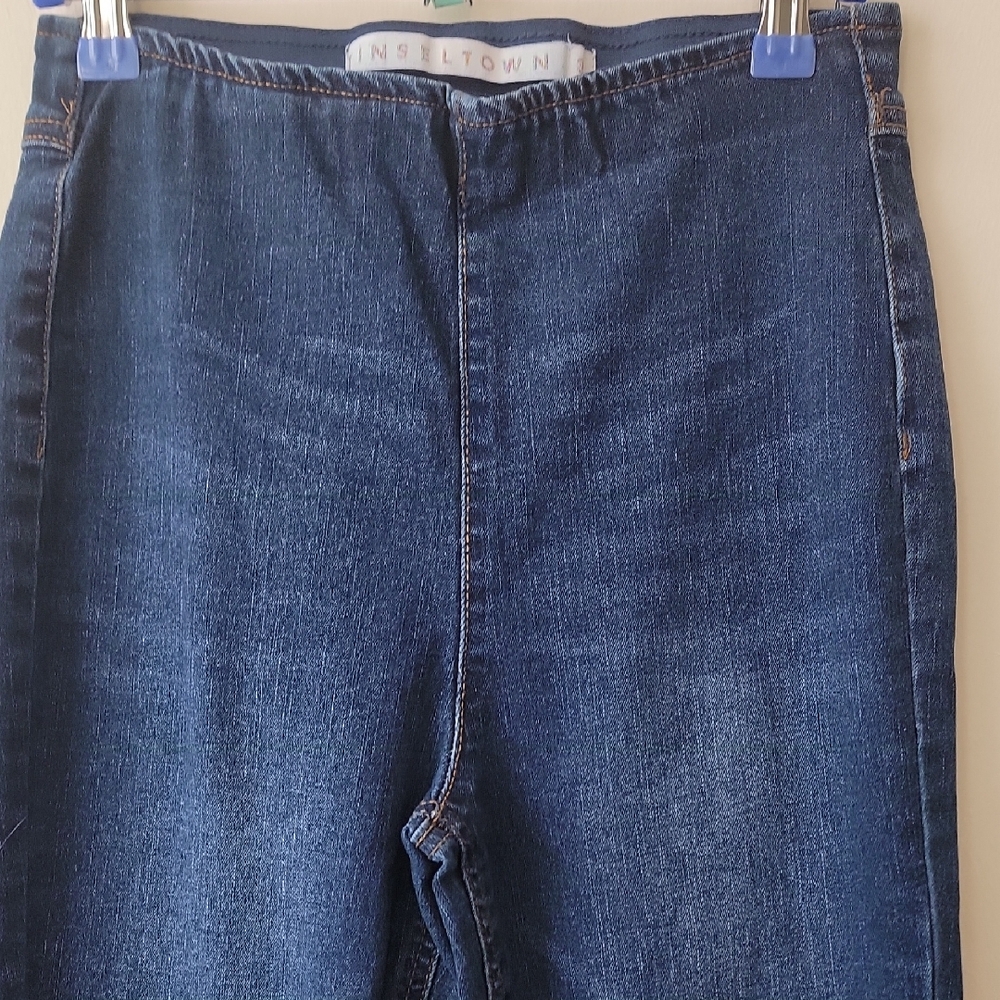 Tinseltown High Rise Flare Jeans Raw Hem Stretch Denim - Picture 4 of 14